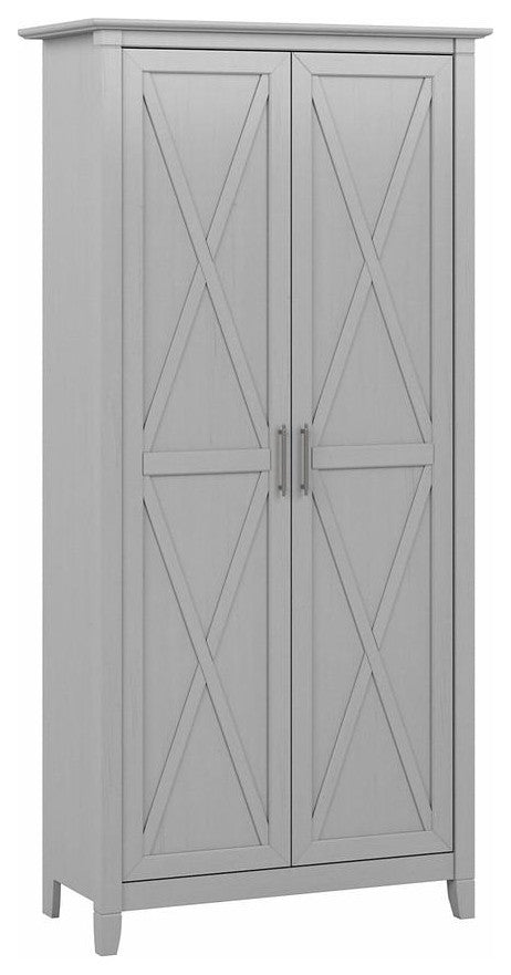 Bush Furniture Key West Tall Storage Cabinet With Doors, Cape Cod Gray
