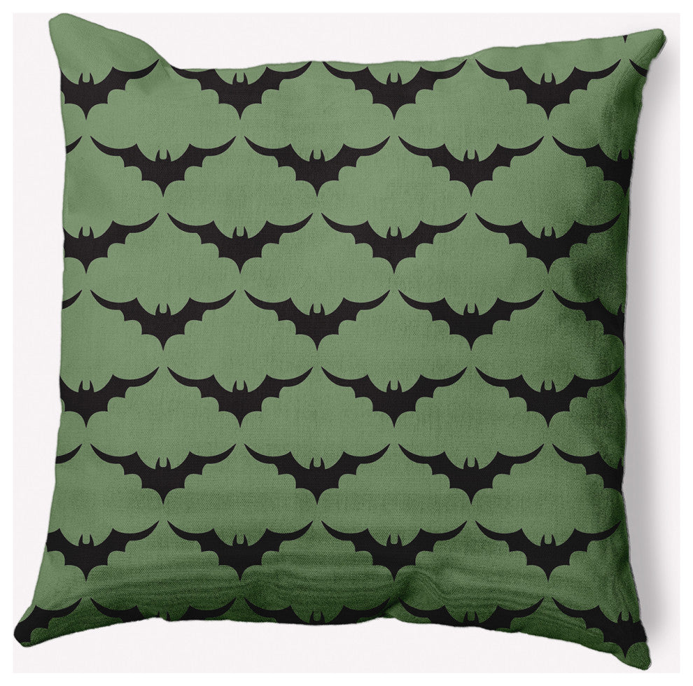 20" x 20" Bat Colony Indoor/Outdoor Polyester Throw Pillow, Sage