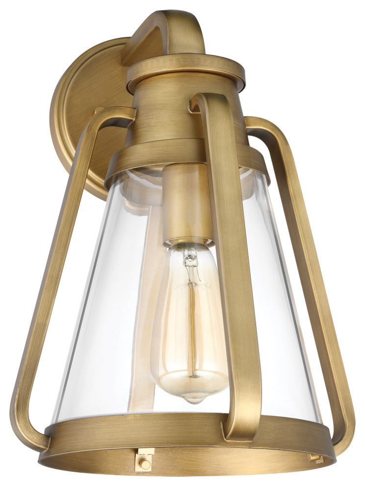 Everett 1-Light Large Wall Sconce, Natural Brass With Clear Glass