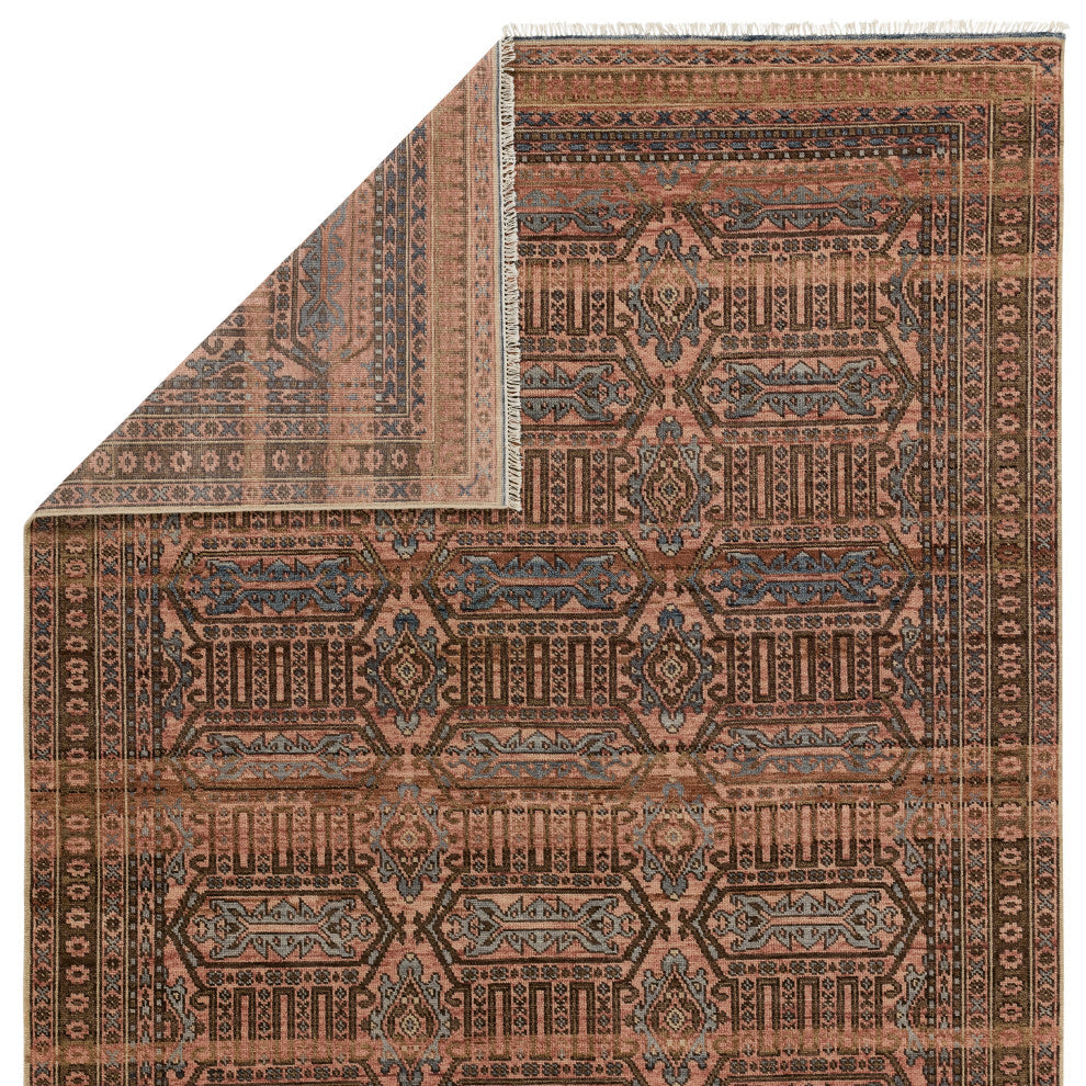 Leone Hand-Knotted Medallion Pink/ Blue Area Rug 5'6"X8'
