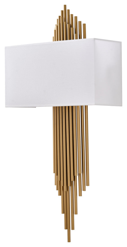 Antique Brass Rod Wall Sconce, Shade