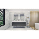 72" Double Sink Wall Mount Vanity, Reinforced Acrylic Sink, High Gloss Gray