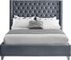 Ames Velvet Bed, Gray, Queen