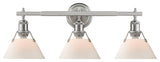 Golden Orwell 3 Light Bath Vanity, Pewter, Opal Glass Shades