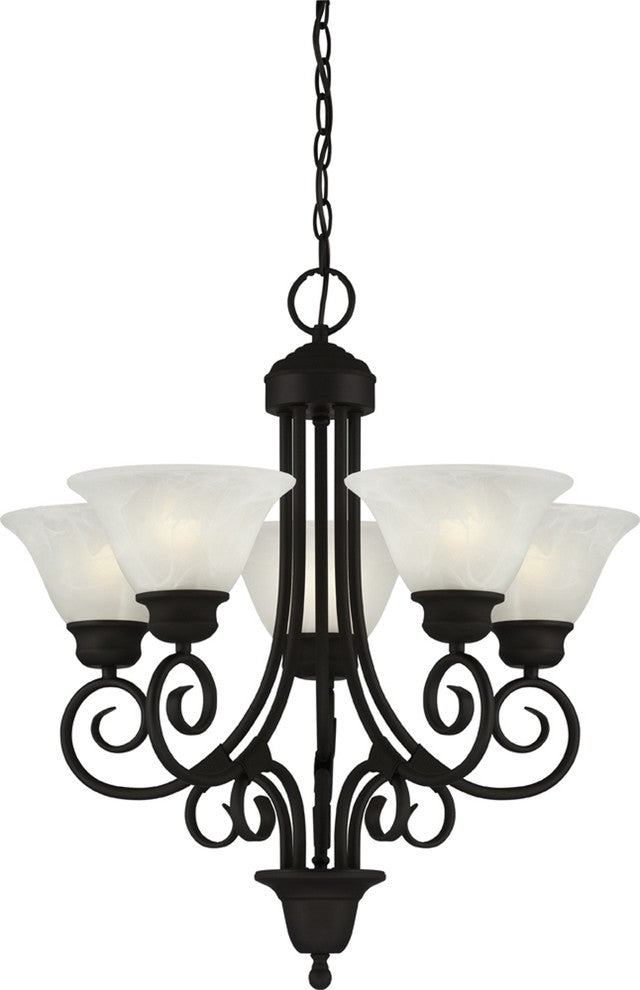 Troy -5-Light Interior Chandelier, Antique Bronze