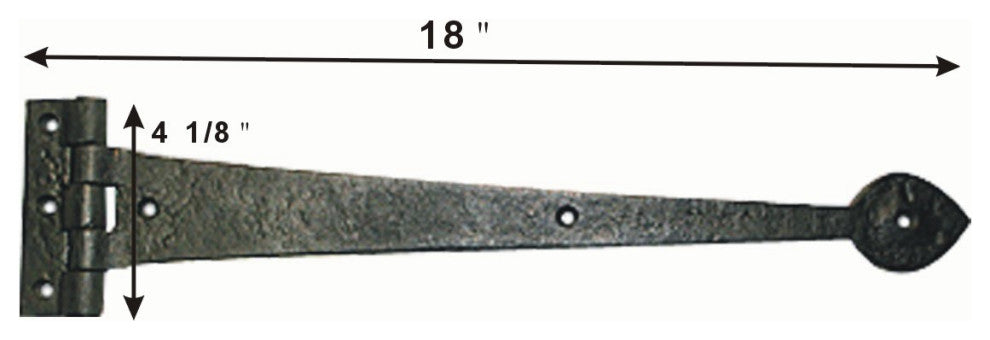 Door Gate Strap Hinge Black Wrought Iron Heart 18 inches