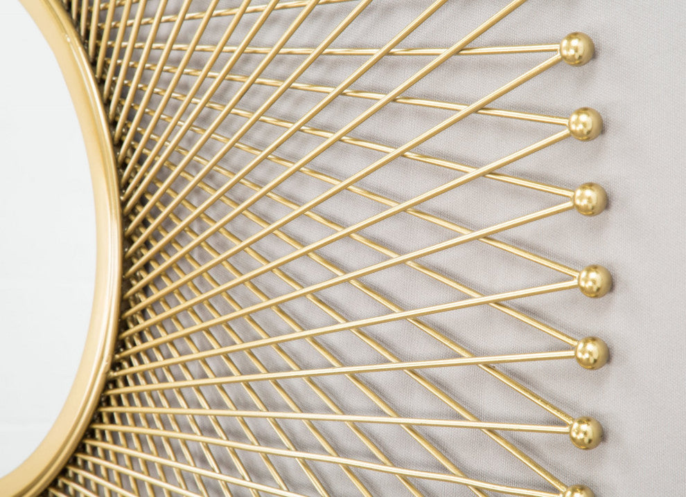 Frame Wall Mirror, Round, Aluminum, Metal, Gold, Bedroom Living