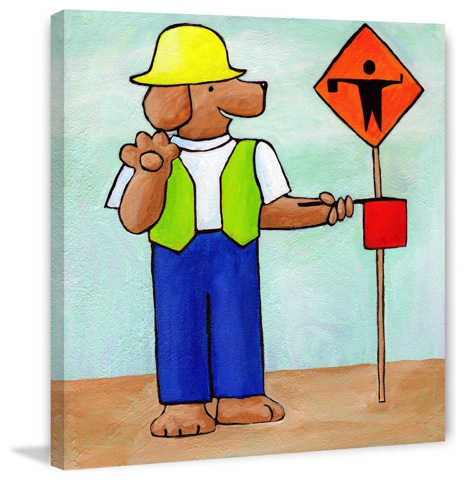Marmont Hill, "Give a Dog a Work Zone" by Janet Nelson on Wrapped Canvas, 32x32