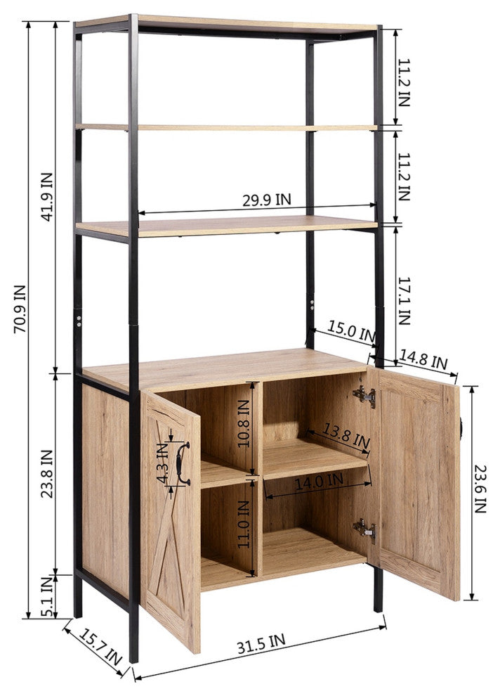 Wood Double Door Accent Cabinet with Shelf, Oak, 31'' X 16''