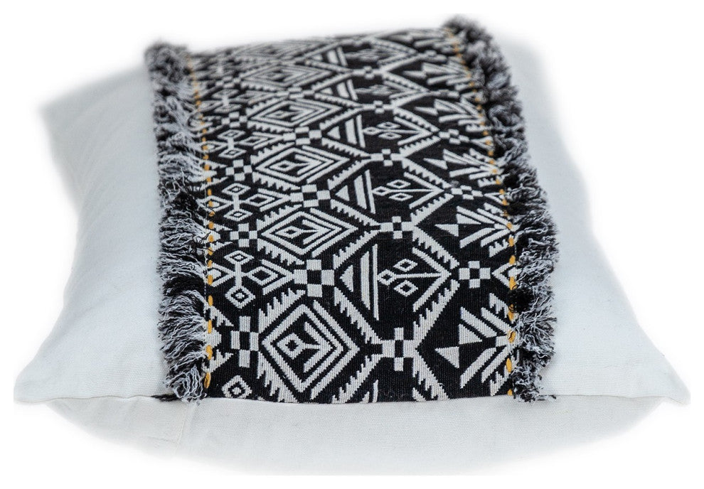 Black and White Patched Throw Pillow