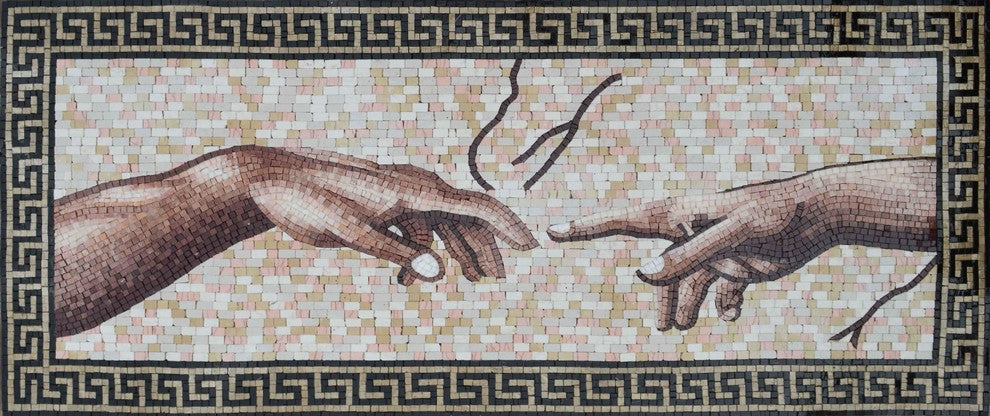 Mosaic Wall Art, The Creation of Adam, 96"x40"