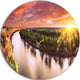 Sunset Over Murray River Panorama, Round Metal Wall Art Landscape, 11"