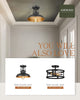 Industrial Semi Flush Mount Light Fixture, Farmhouse, Black