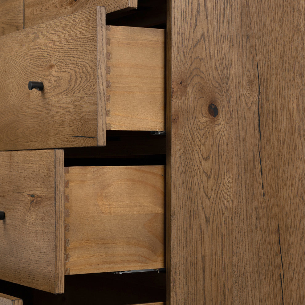 Eaton 5 Drawer Dresser-Amber Oak Resin