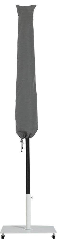 Fiji Patio Umbrella and Base, Beige, Matte Black Pole, Matte White Belize Base