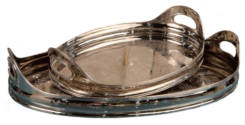 Tray Oval Etched, Nickel, 21"L