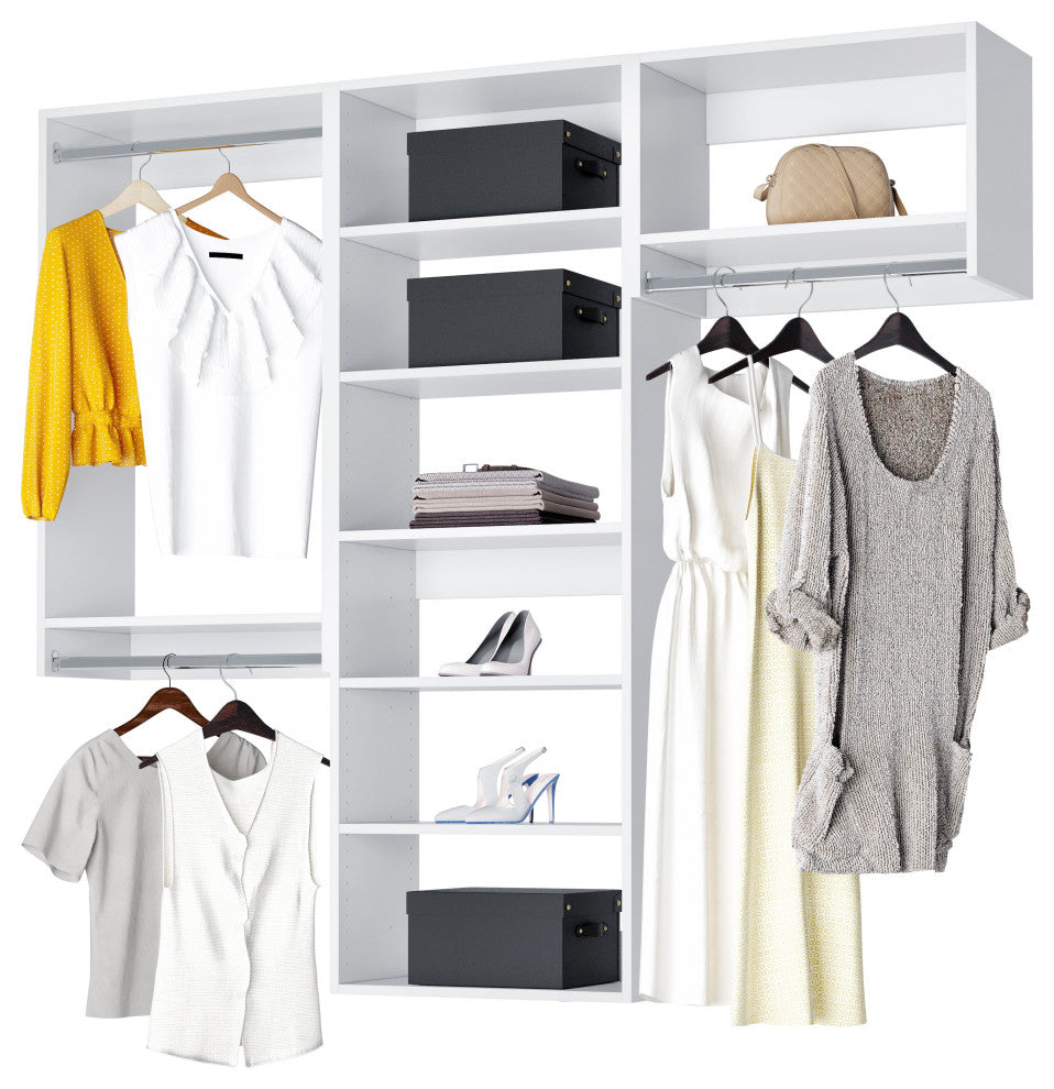Modular Closet System Hanging Closet Organizer and Closet Shelves 66"-96"