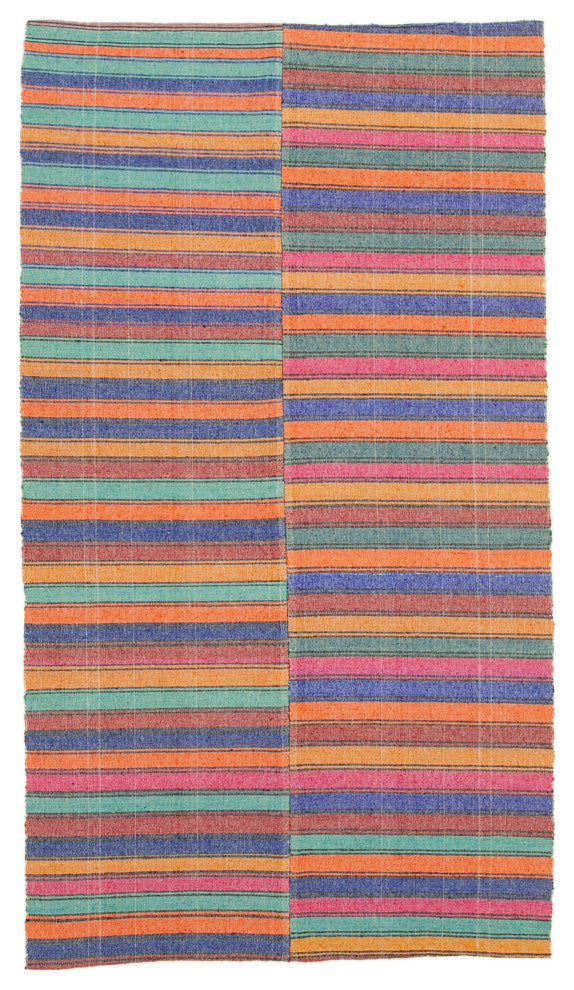 Rug N Carpet - Handmade Turkish 4' 8'' x 8' 6'' Rustic Wool Kilim Rug