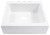 Parker White Fireclay 26" Single Bowl Quick-Fit Drop-In Kitchen Sink, 3 Holes