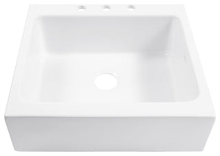 Parker White Fireclay 26" Single Bowl Quick-Fit Drop-In Kitchen Sink, 3 Holes