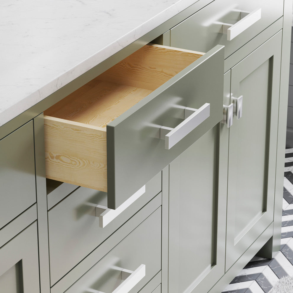 Madison 72 In. Carrara White Marble Countertop Vanity with Gooseneck Faucet