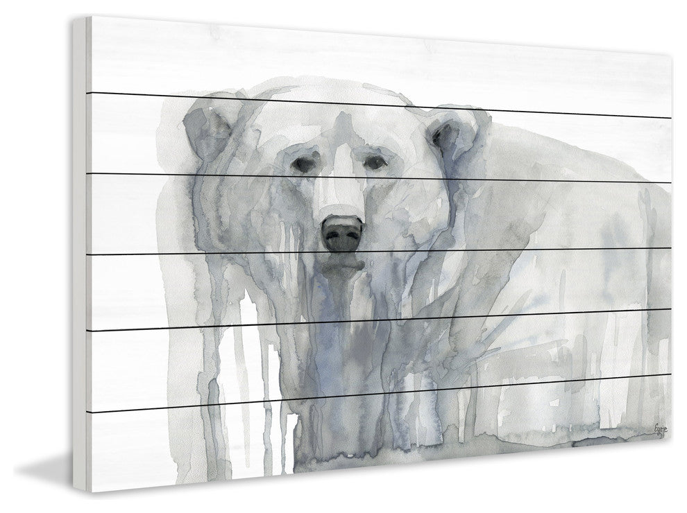 "Polar Bear" Painting Print on White Wood, 60"x40"
