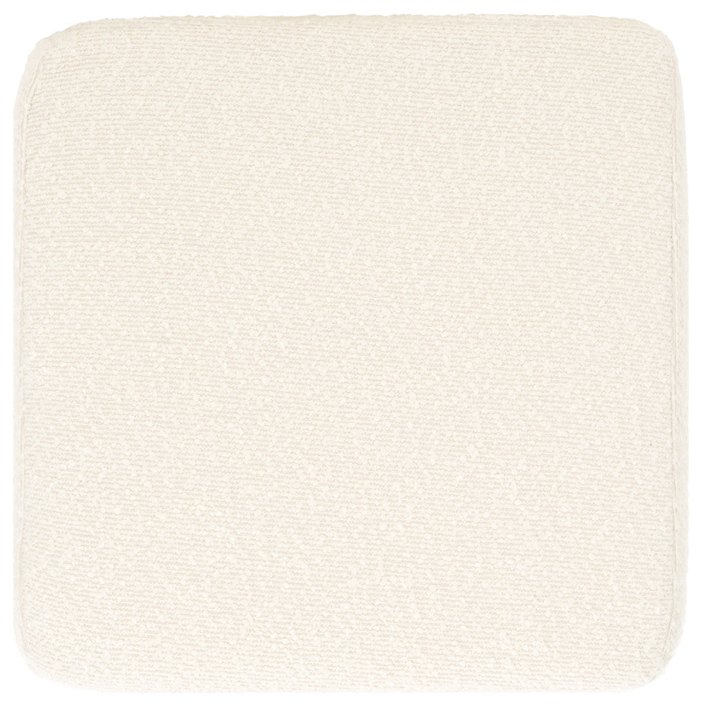 Safavieh Couture Jessa Square Boucle Ottoman, Ivory / Black