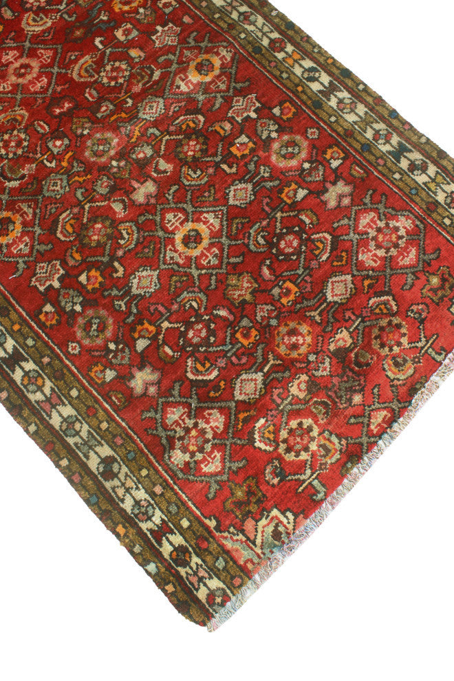 Fine Vintage Distressed Aiston Red/Ivory Runner, 2'8x12'2