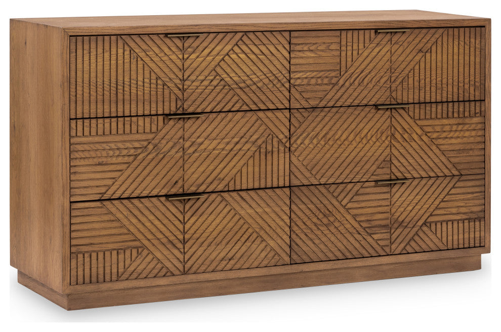 Santa Clara 6-Drawer Wood Dresser, Oak Golden