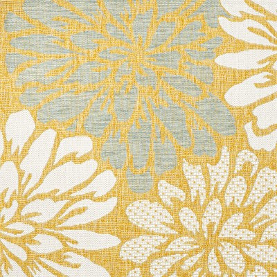 Zinnia Modern Floral Textured Weave Indoor/Outdoor, Yellow/Cream, 2x8