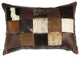 Miscellaneous Patch Leather Hair on Hide Pillow, 12x18 with Fabric Back