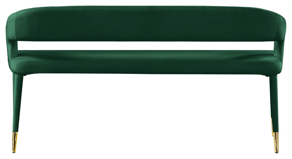 Destiny Upholstered Bench, Green, Velvet