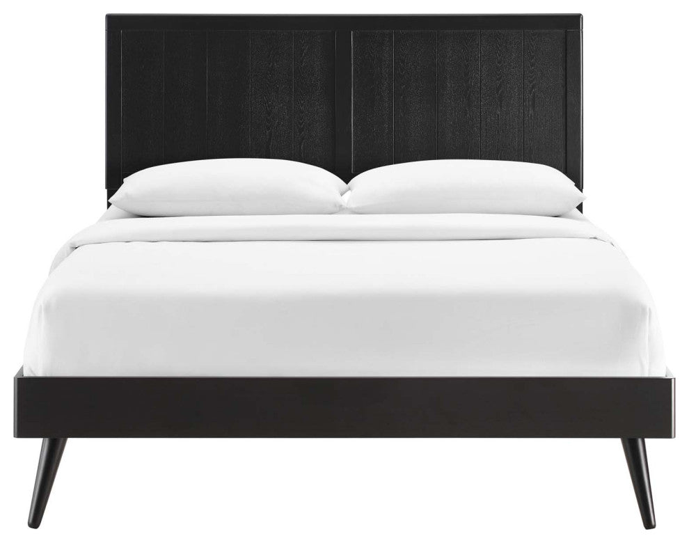 Alana Twin Wood Platform Bed With Splayed Legs Black