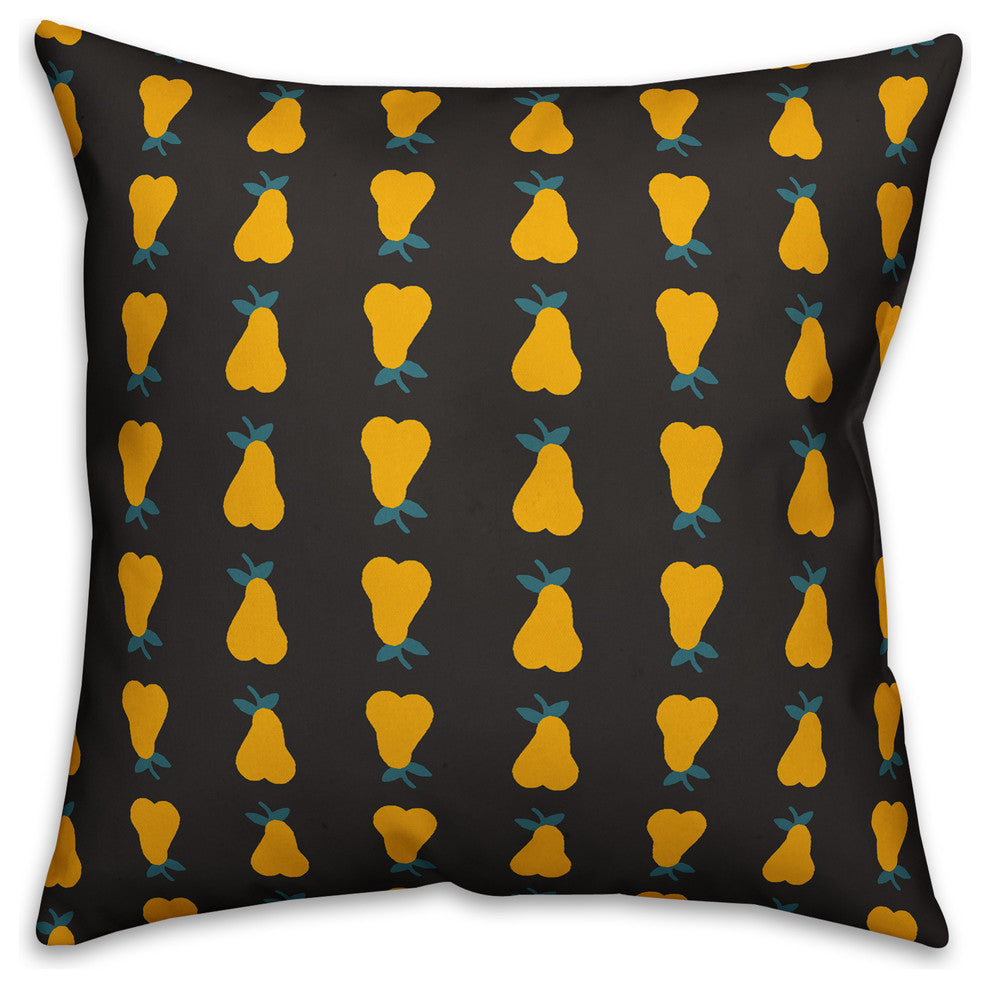 Pear Pattern, Yellow Throw Pillow, 16"x16"