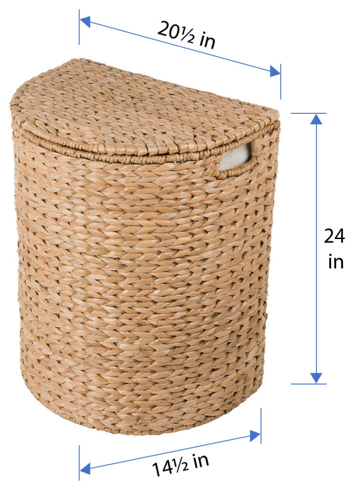 Sea Grass Half Moon Hamper/Laundry Basket With Removable Liner, Natural Color