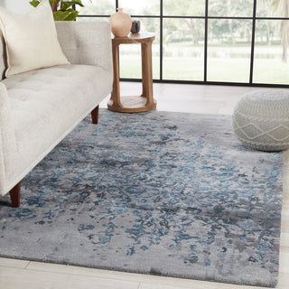 Ballare Handmade Abstract Blue/ Gray Area Rug 5'X8'