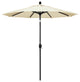 7.5'' Matted Black Push-Button Tilt Crank Aluminum Umbrella, Canvas Pacifica