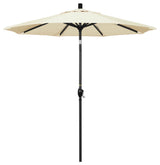 7.5' Matted Black Push-Button Tilt Crank Aluminum Umbrella, Canvas Pacifica