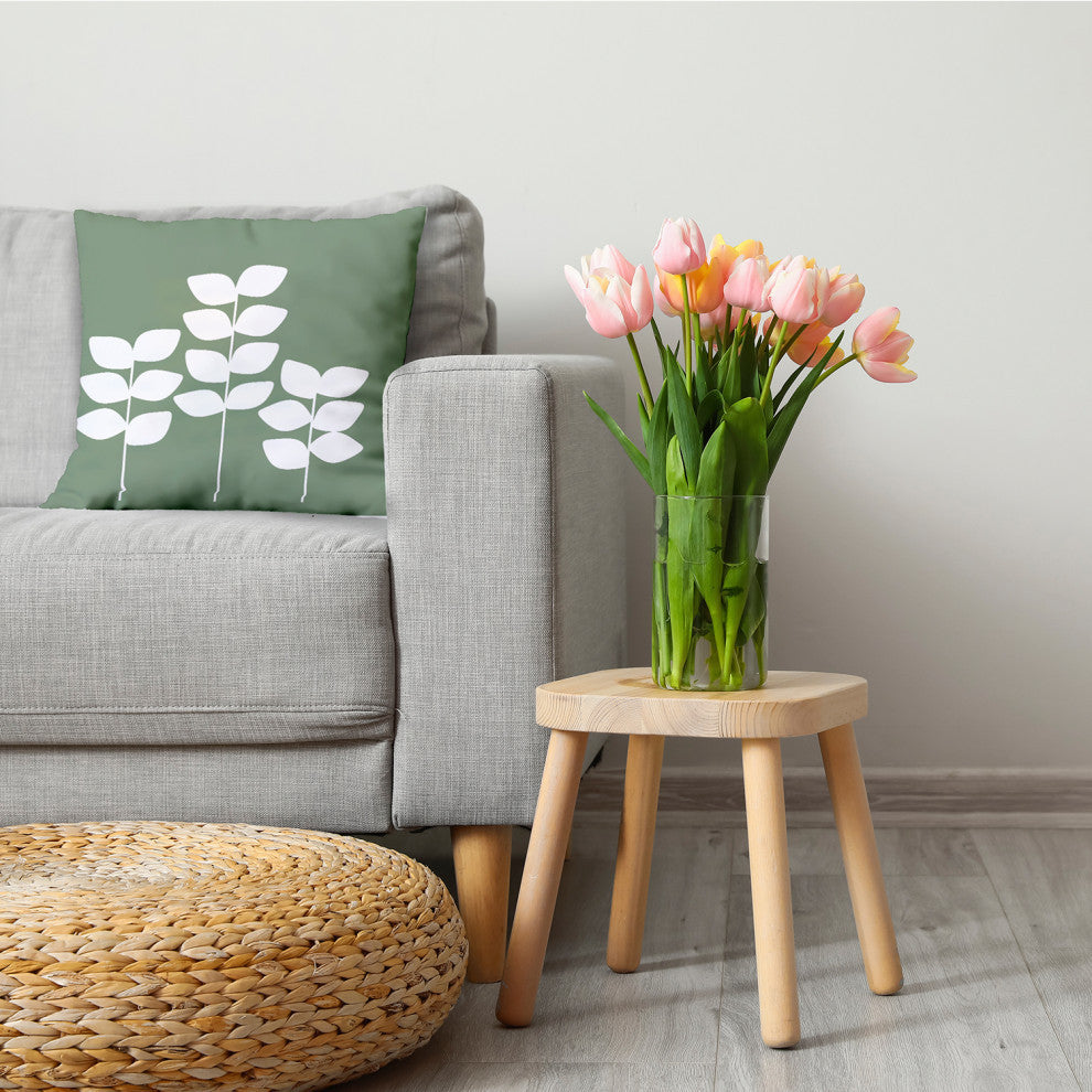 Simple Stems Decorative Throw Pillow, Muted Green, 26"x26"