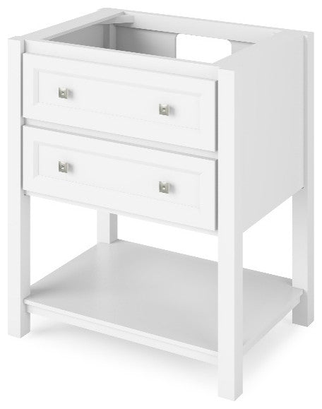 Adler Transitional 30" White Vanity, Black Granite Vanity Top