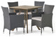 GDF Studio 5-Piece Arthur Outdoor Square Dining Set, Gray/Gray/Silver