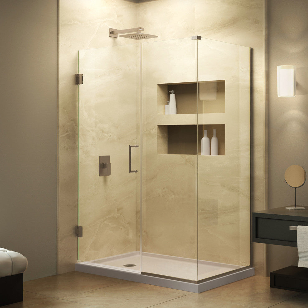 DreamLine Unidoor Plus 39.5"x34.375"x72" Hinged Shower Enclosure, Brushed Nickel