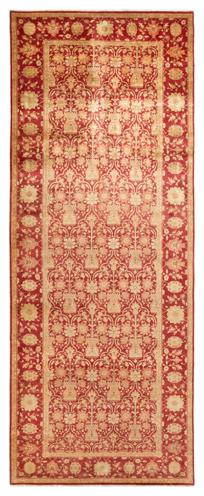 Eclectic, One-of-a-Kind Hand-Knotted Runner Red, 6'0"x15'10"