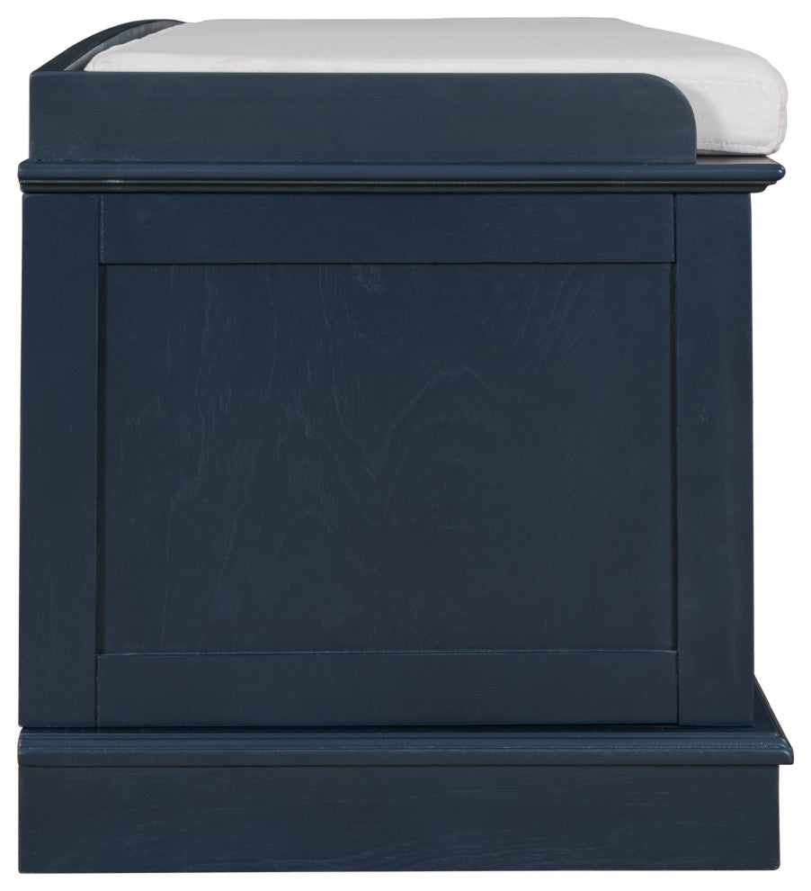 TATEUS 42" Wooden Storage Bench With 4 Doors and Adjustable Shelves for Entryway, Antique Navy