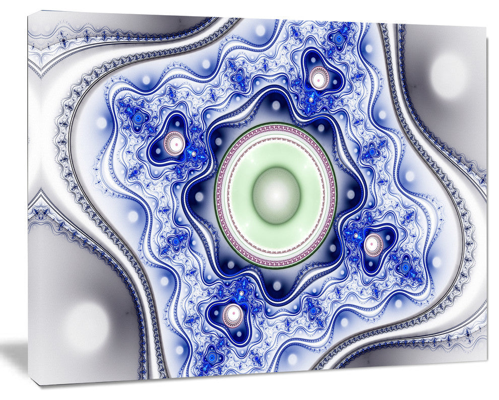 Blue on White Pattern with Circles, Abstract Canvas Wall Art, 40x30