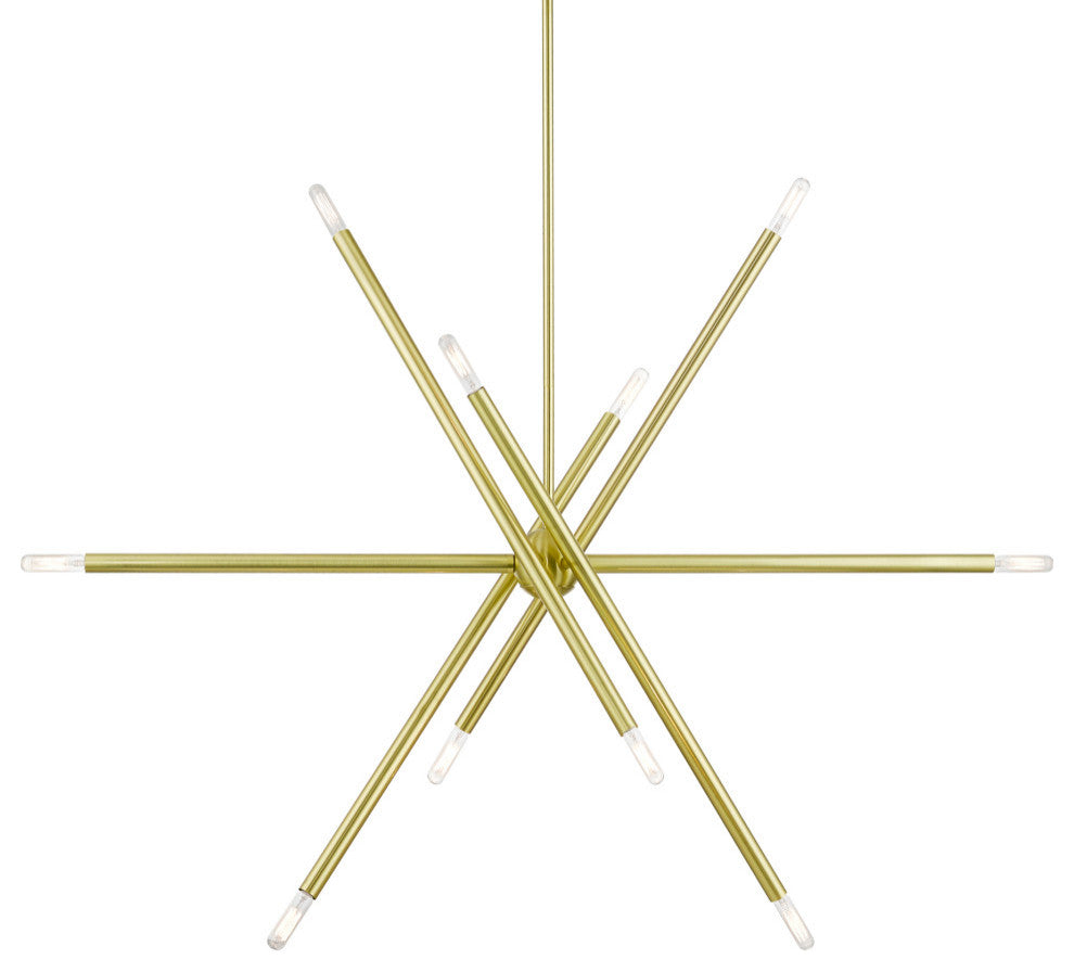 Soho 10 Light Satin Brass Linear Chandelier