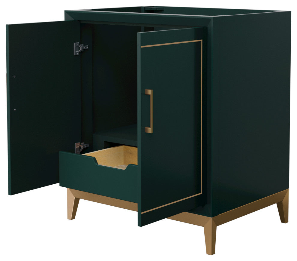 Marlena 30" Green Single Vanity, No Top, No Sink, Bronze Trim