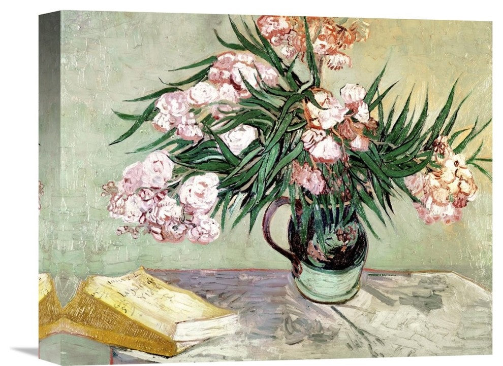 "Still Life: Vase with Oleanders and Books" Artwork, 16"x12"