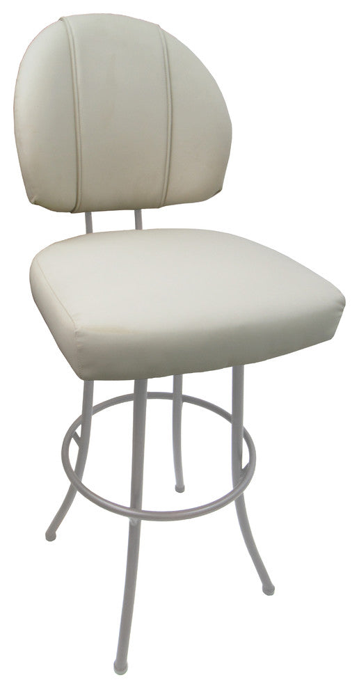 Swivel Bar Stool, Ocean Beige Vinyl, Beige Metal Frame, 30"