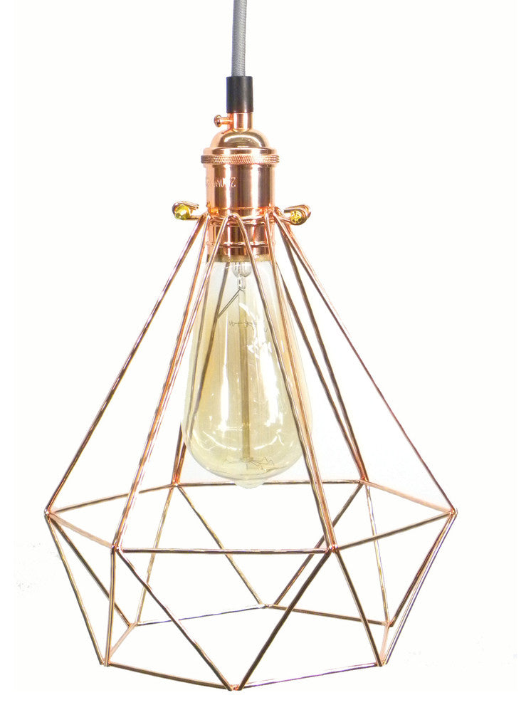 Grey Copper Diamond Cage Pendant Light